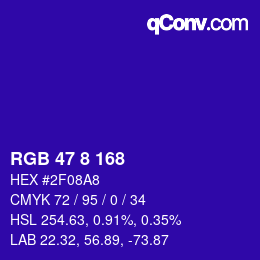カラーコード: RGB 47 8 168 | qconv.com