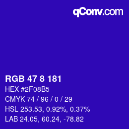 颜色代码: RGB 47 8 181 | qconv.com