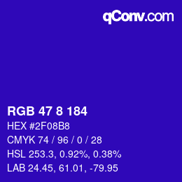 Color code: RGB 47 8 184 | qconv.com