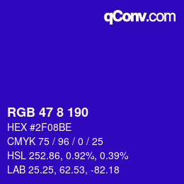 Color code: RGB 47 8 190 | qconv.com
