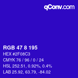 Color code: RGB 47 8 195 | qconv.com