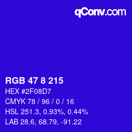 Color code: RGB 47 8 215 | qconv.com