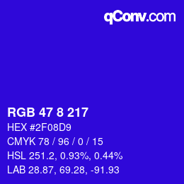 Color code: RGB 47 8 217 | qconv.com