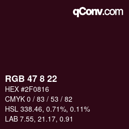 カラーコード: RGB 47 8 22 | qconv.com