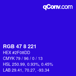 Color code: RGB 47 8 221 | qconv.com