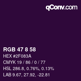 Color code: RGB 47 8 58 | qconv.com