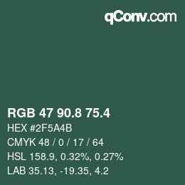 カラーコード: RGB 47 90.8 75.4 | qconv.com