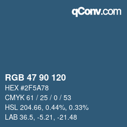 カラーコード: RGB 47 90 120 | qconv.com