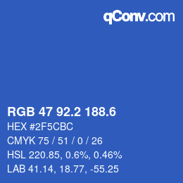 カラーコード: RGB 47 92.2 188.6 | qconv.com