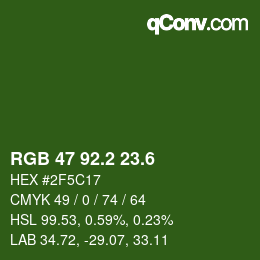 カラーコード: RGB 47 92.2 23.6 | qconv.com
