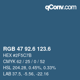 カラーコード: RGB 47 92.6 123.6 | qconv.com