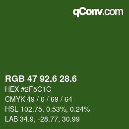 カラーコード: RGB 47 92.6 28.6 | qconv.com
