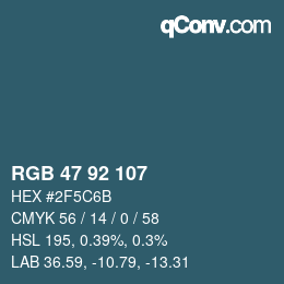Color code: RGB 47 92 107 | qconv.com