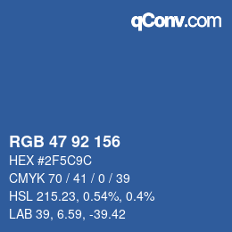カラーコード: RGB 47 92 156 | qconv.com