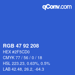 颜色代码: RGB 47 92 208 | qconv.com