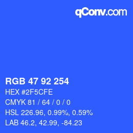 颜色代码: RGB 47 92 254 | qconv.com