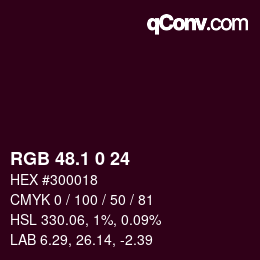 カラーコード: RGB 48.1 0 24 | qconv.com