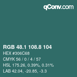 カラーコード: RGB 48.1 108.8 104 | qconv.com