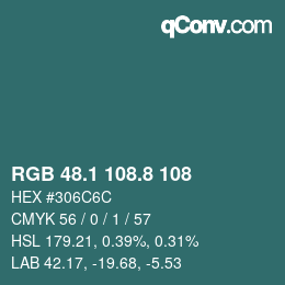 Color code: RGB 48.1 108.8 108 | qconv.com