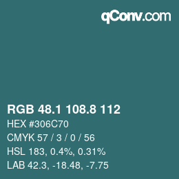 カラーコード: RGB 48.1 108.8 112 | qconv.com