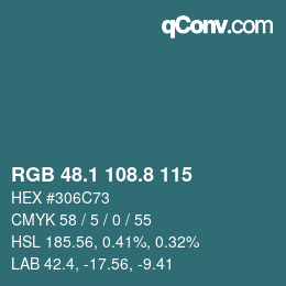 Color code: RGB 48.1 108.8 115 | qconv.com