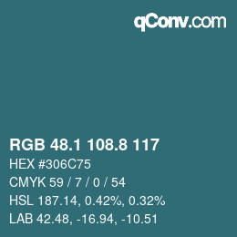Color code: RGB 48.1 108.8 117 | qconv.com