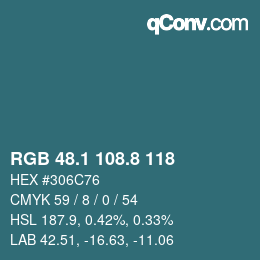 カラーコード: RGB 48.1 108.8 118 | qconv.com