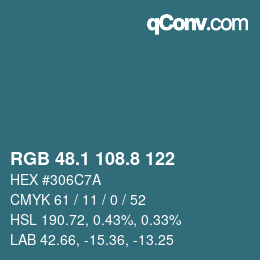 Color code: RGB 48.1 108.8 122 | qconv.com