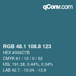 Color code: RGB 48.1 108.8 123 | qconv.com