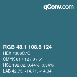 カラーコード: RGB 48.1 108.8 124 | qconv.com
