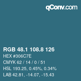 カラーコード: RGB 48.1 108.8 126 | qconv.com