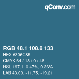 カラーコード: RGB 48.1 108.8 133 | qconv.com