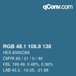 カラーコード: RGB 48.1 108.8 138 | qconv.com