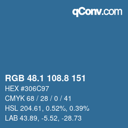 カラーコード: RGB 48.1 108.8 151 | qconv.com