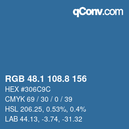 カラーコード: RGB 48.1 108.8 156 | qconv.com