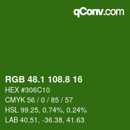カラーコード: RGB 48.1 108.8 16 | qconv.com
