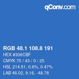 Color code: RGB 48.1 108.8 191 | qconv.com