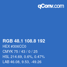 カラーコード: RGB 48.1 108.8 192 | qconv.com