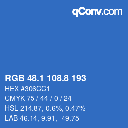 カラーコード: RGB 48.1 108.8 193 | qconv.com