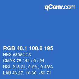 カラーコード: RGB 48.1 108.8 195 | qconv.com