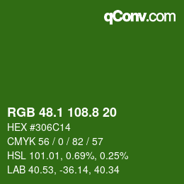 カラーコード: RGB 48.1 108.8 20 | qconv.com