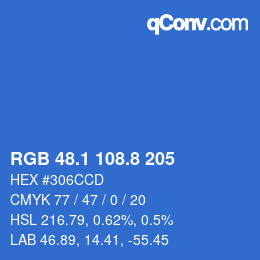 カラーコード: RGB 48.1 108.8 205 | qconv.com