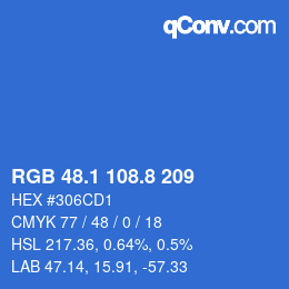 カラーコード: RGB 48.1 108.8 209 | qconv.com