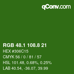 カラーコード: RGB 48.1 108.8 21 | qconv.com
