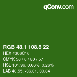 カラーコード: RGB 48.1 108.8 22 | qconv.com