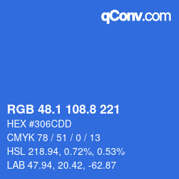 カラーコード: RGB 48.1 108.8 221 | qconv.com