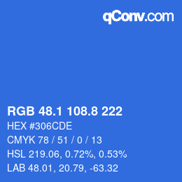 Color code: RGB 48.1 108.8 222 | qconv.com