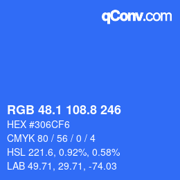 カラーコード: RGB 48.1 108.8 246 | qconv.com