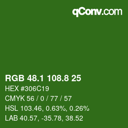 カラーコード: RGB 48.1 108.8 25 | qconv.com