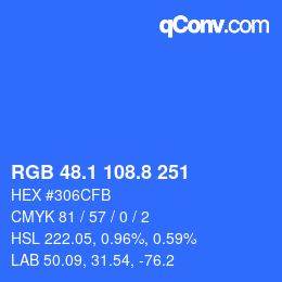 カラーコード: RGB 48.1 108.8 251 | qconv.com